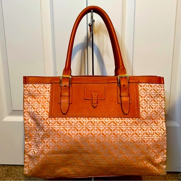 Loewe Orange Leather & Canvas Tote bag - Picture 1 of 8